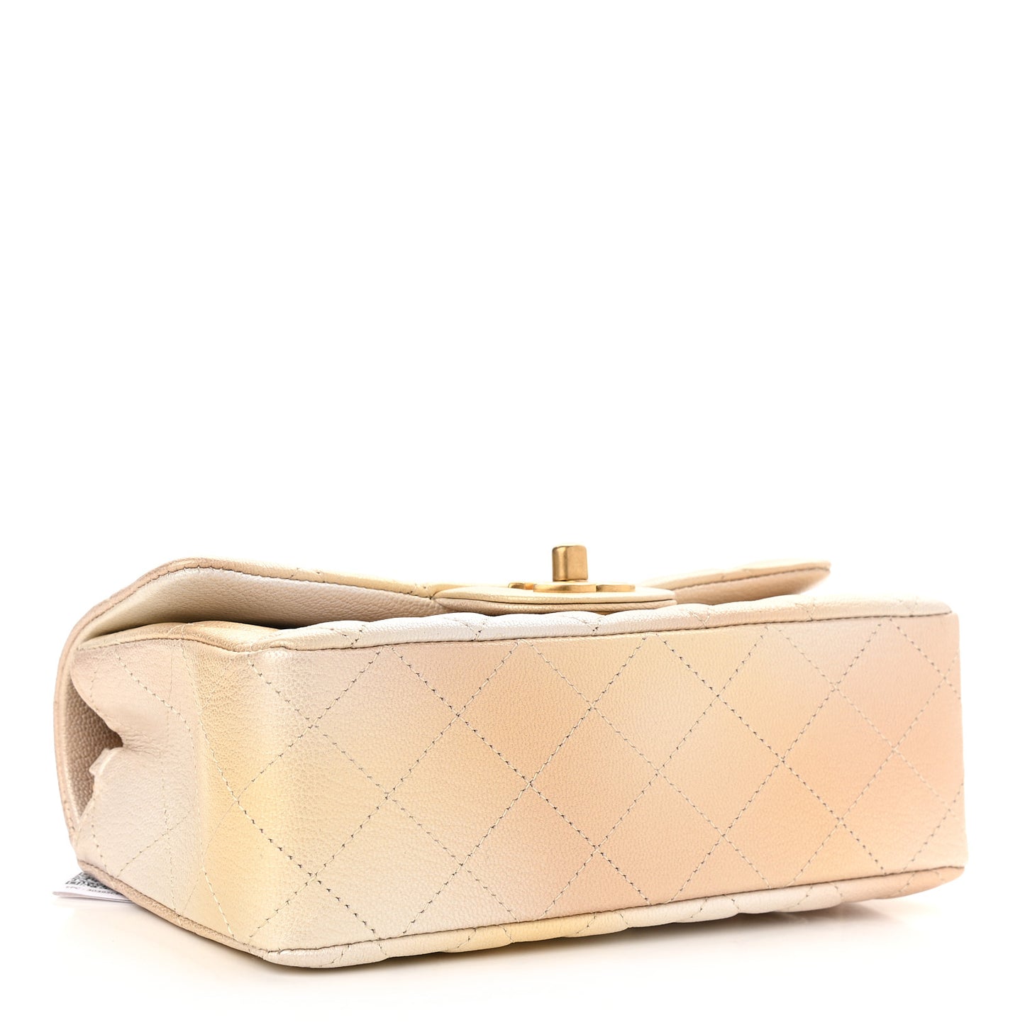Metallic Goatskin Quilted Mini Rectangular Flap Gold