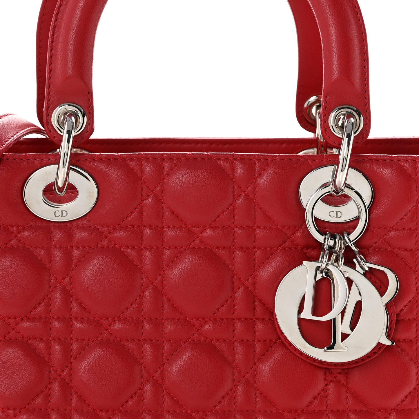 Lambskin Cannage Medium Lady Dior Red