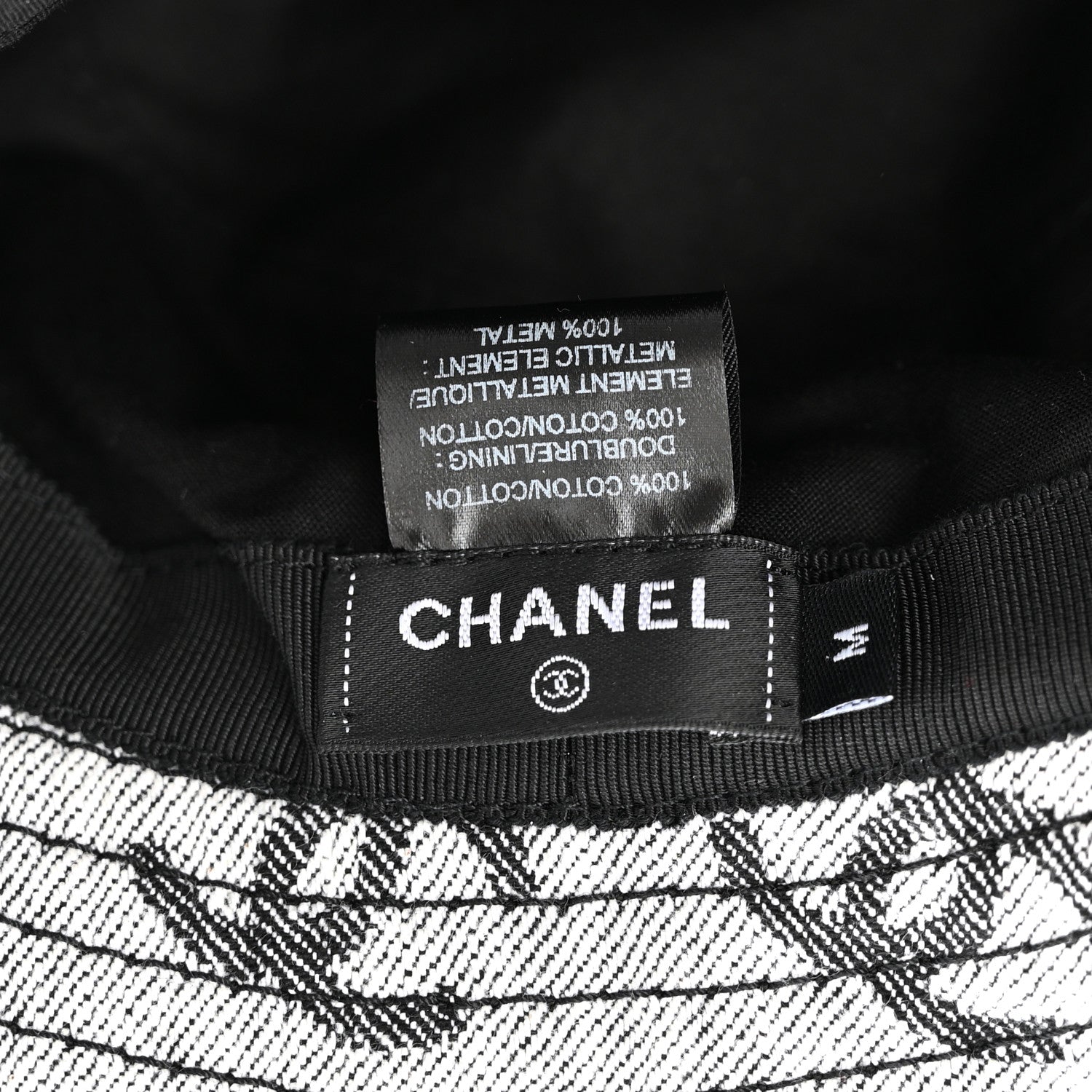 Chanel Denim CC Bucket Hat M White Black 8 of 9