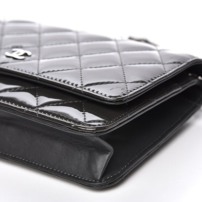 Chanel Patent Quilted Wallet On Chain WOC Black 8 of 13