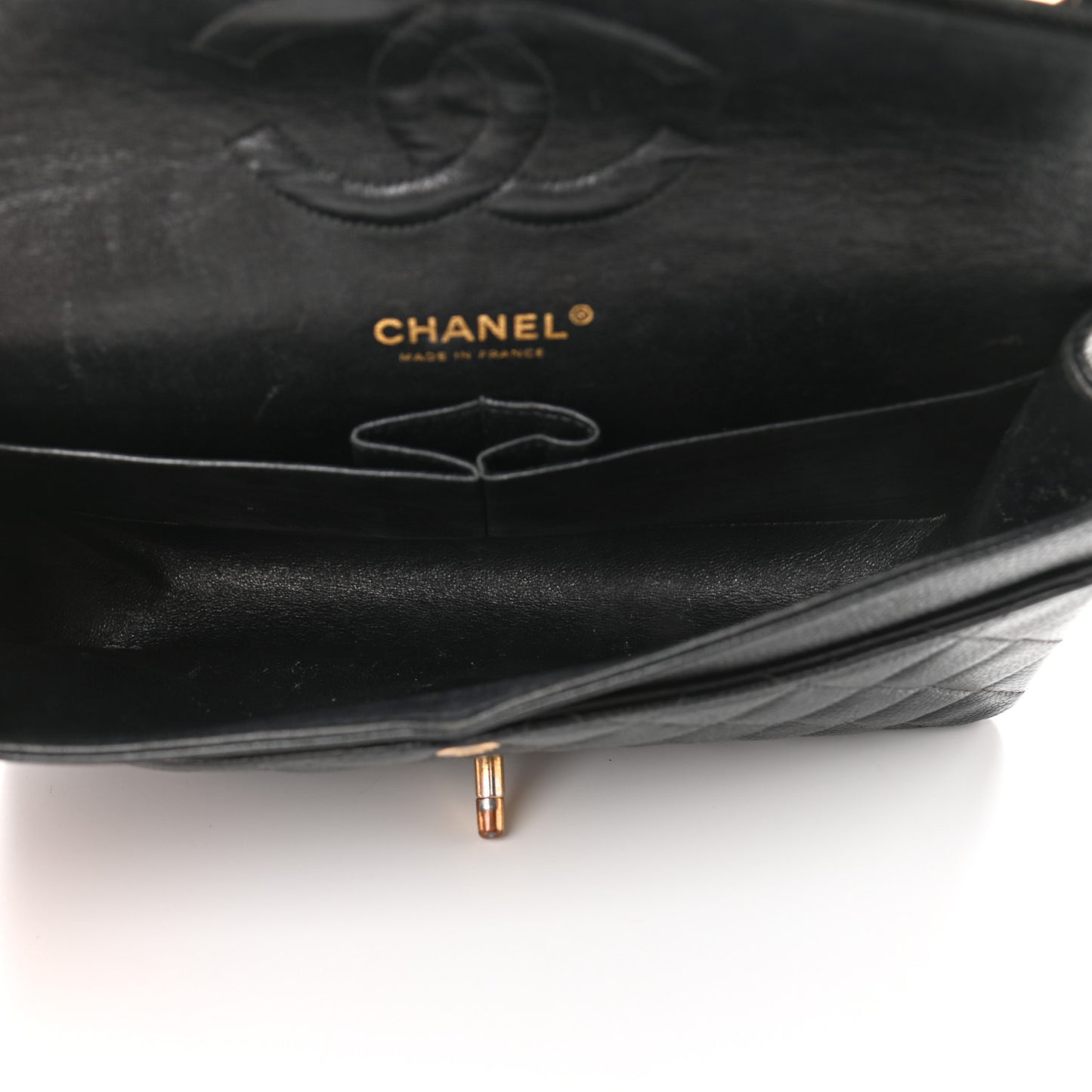 Caviar Quilted Medium Double Flap Black