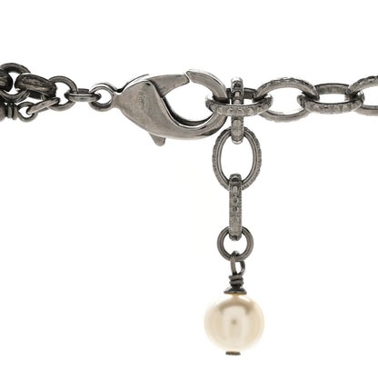 Chanel Pearl Crystal CC Double Strand Necklace Ruthenium 4 of 4
