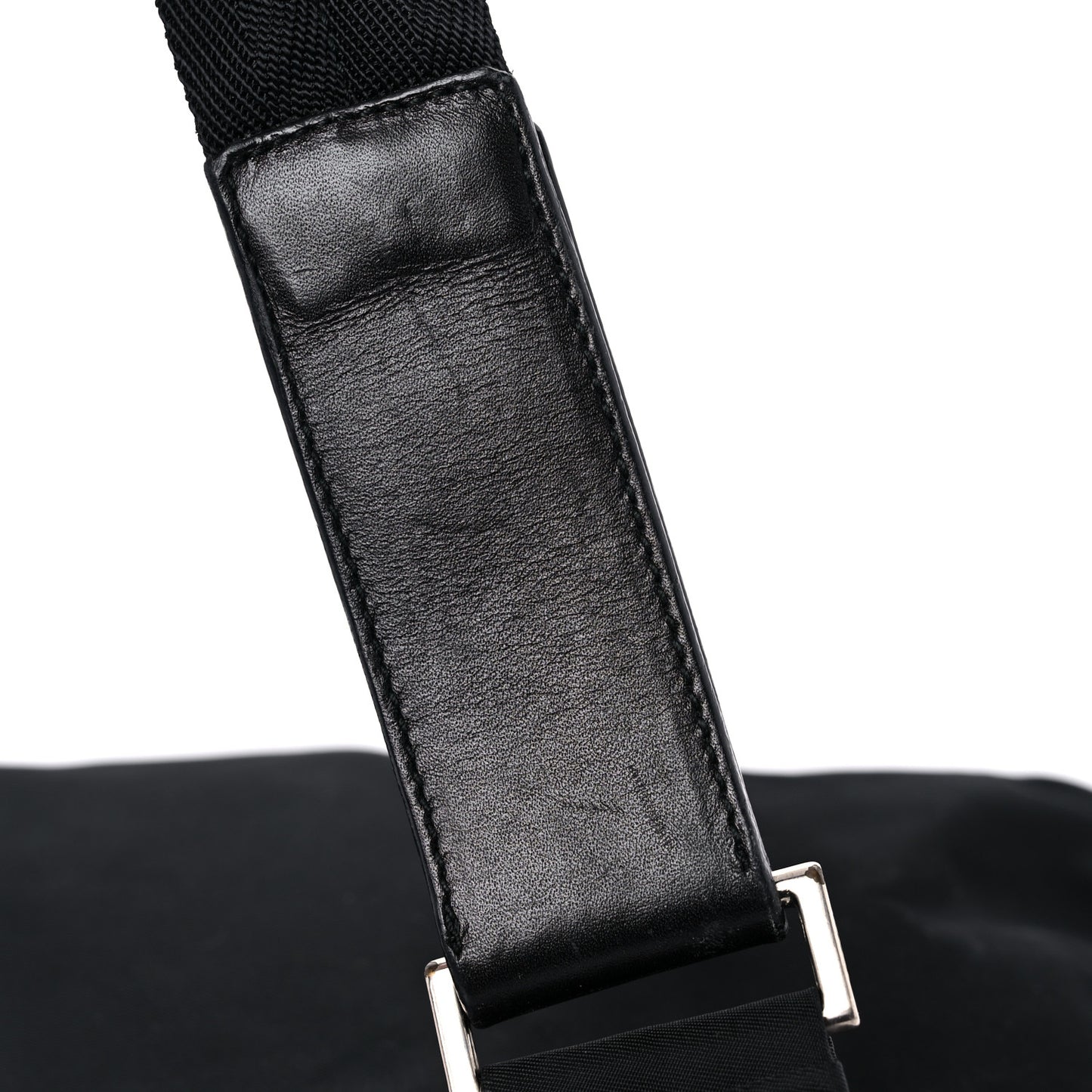 Tessuto Nylon Saffiano Flat Messenger Bag Black