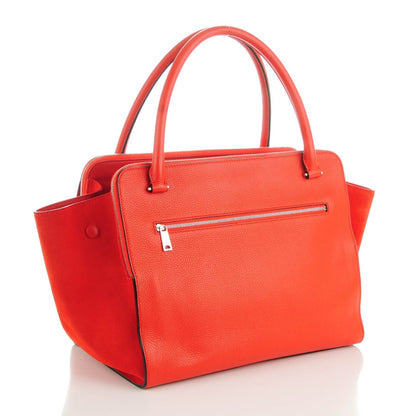 Celine Drummed Calfskin Suede Double Zip Trapeze Vermillion 3 of 7
