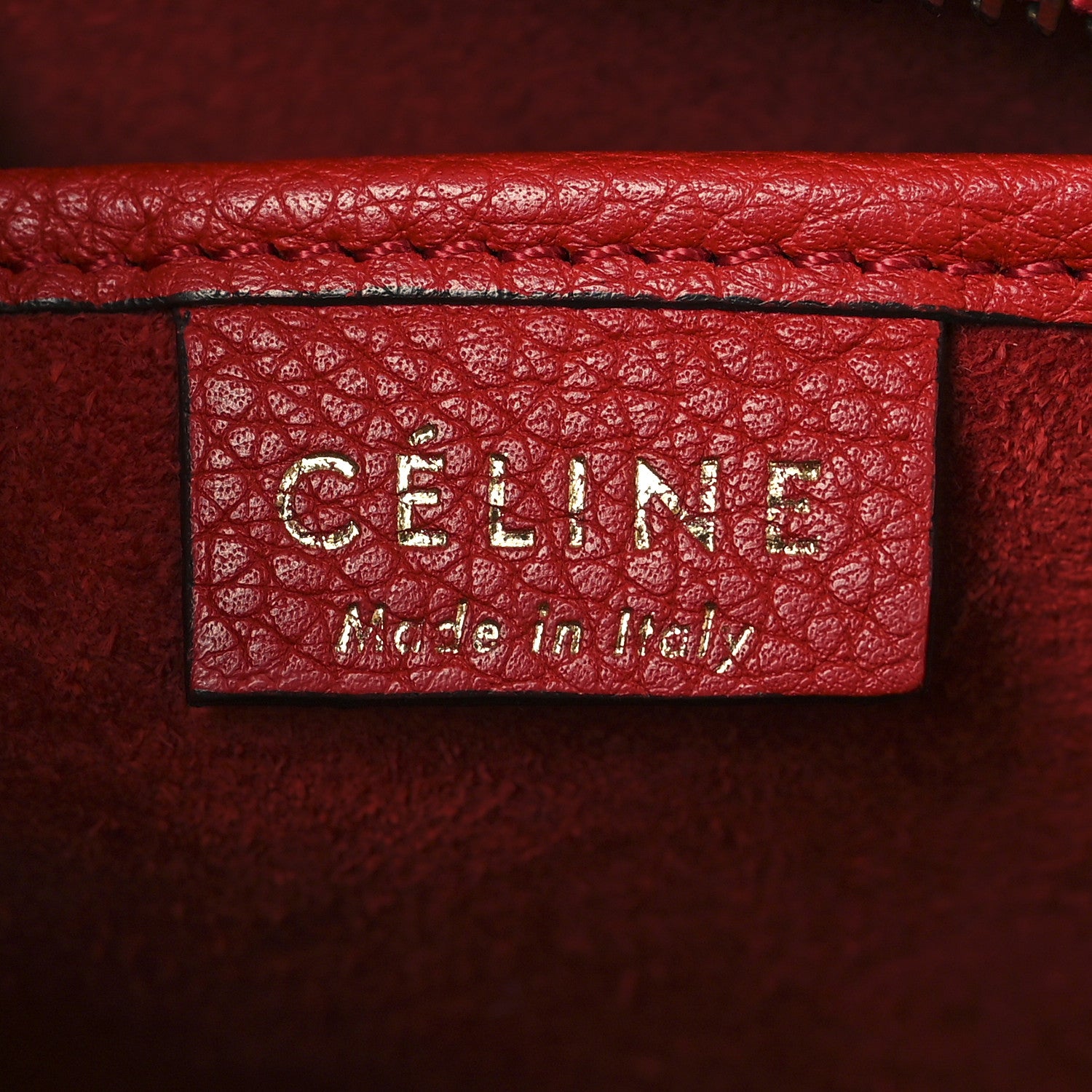 Celine Drummed Calfskin Nano Luggage Red 6 of 14