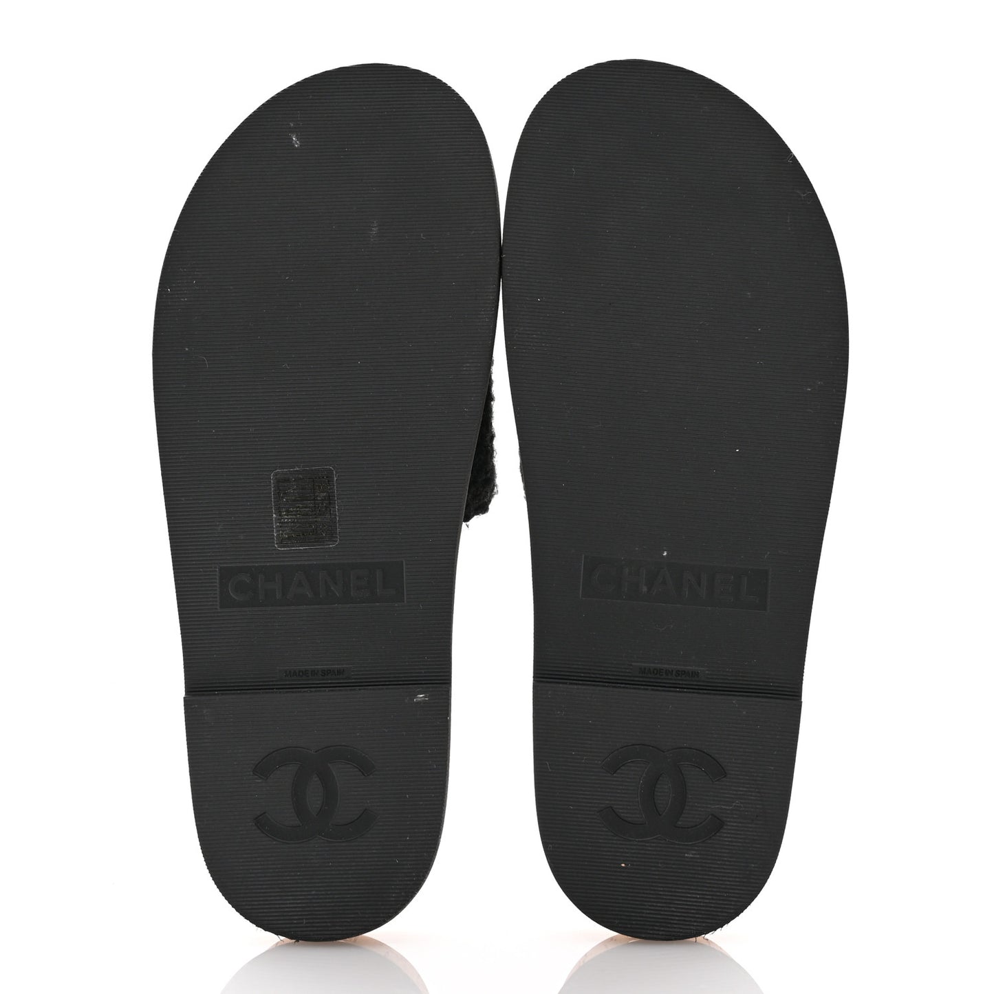 Fabric Pearl Cork CC Slip On Sandals 39 Black