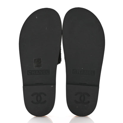 Chanel Fabric Pearl Cork CC Slip On Sandals 39 Black 6 of 11