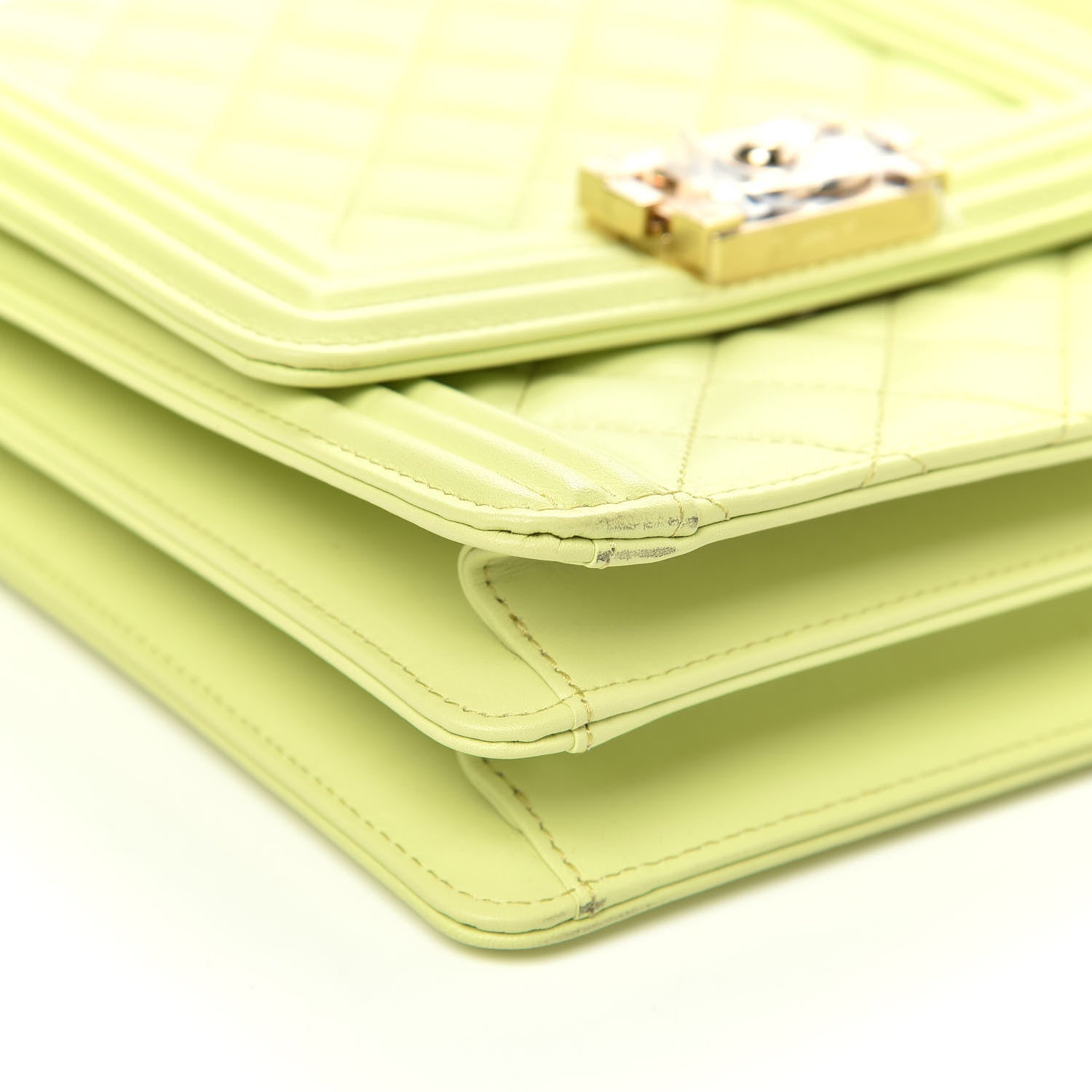 Chanel Calfskin Quilted North South Boy Flap Light Green 9 of 12