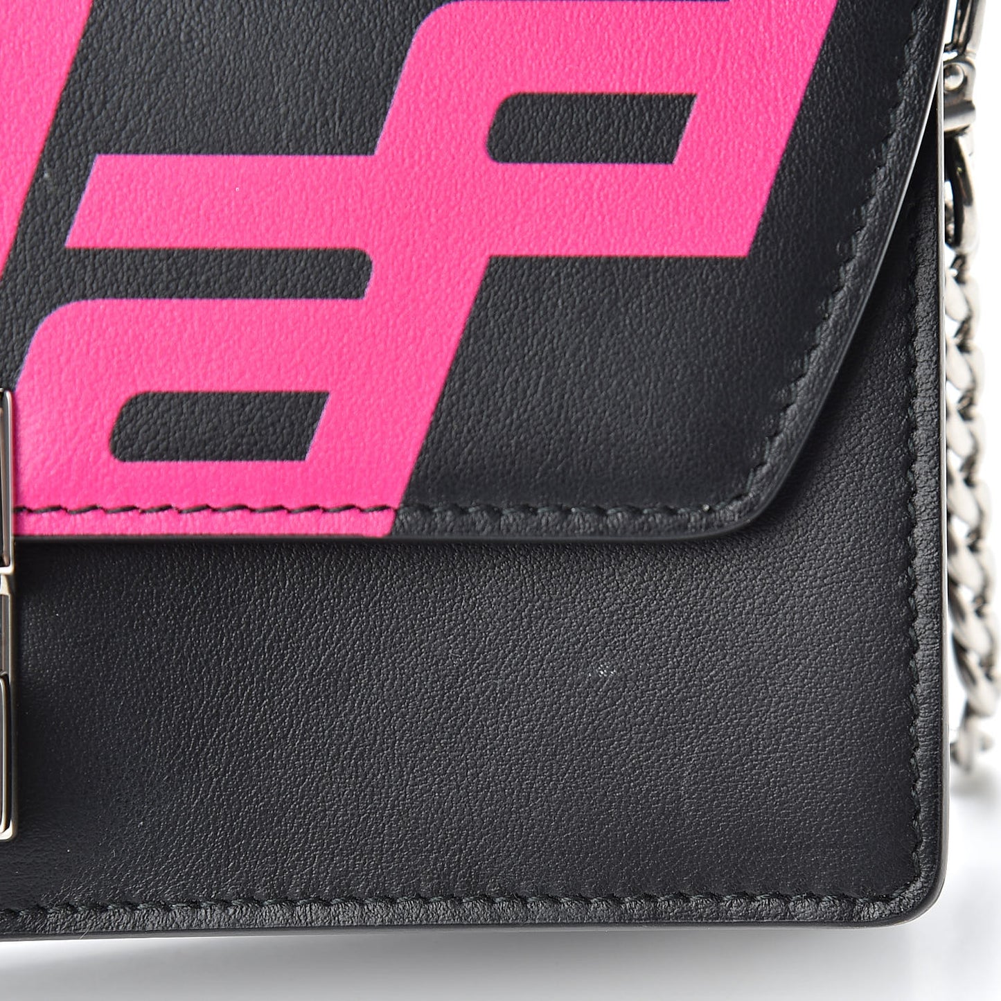 City Calfskin Racing Logo Mini Elektra Crossbody Bag Fuxia Black