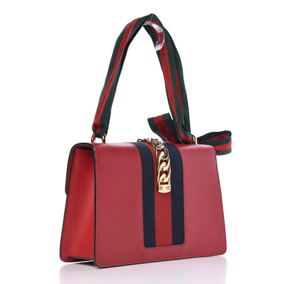 Gucci Calfskin Small Sylvie Shoulder Bag Hibiscus Red 3 of 14