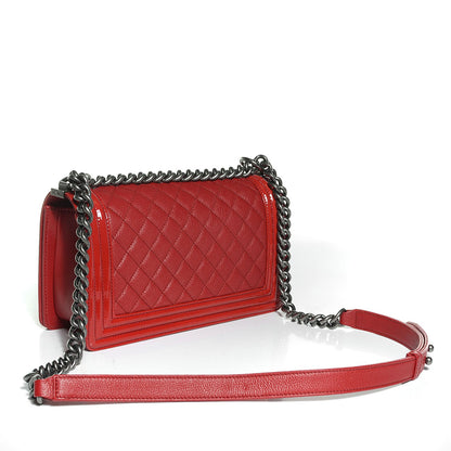 Chanel Goatskin Quilted Patent Medium Duo Boy Flap Red 3 of 8