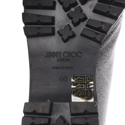 Jimmy Choo Glitter Haze Combat Boots 40 Silver 6 of 9