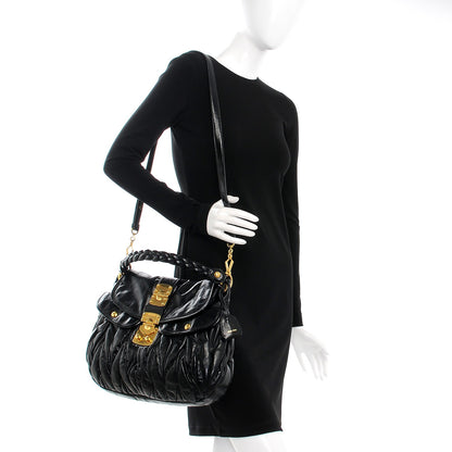Miu Miu Nappa Matelasse Coffer Hobo Black 2 of 9