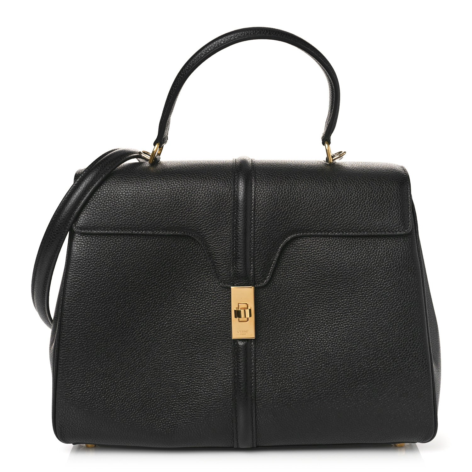 Celine Grained Calfskin Classique 16 Top Handle Bag Black 1 of 8