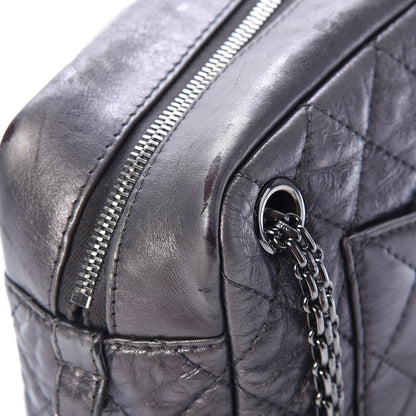 Chanel Metallic Aged Calfskin Quilted Medium Reissue Camera Case Dark Silver 14 of 15