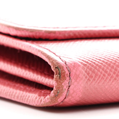 Prada Saffiano Metal Oro Chain Wallet Ibisco 10 of 13