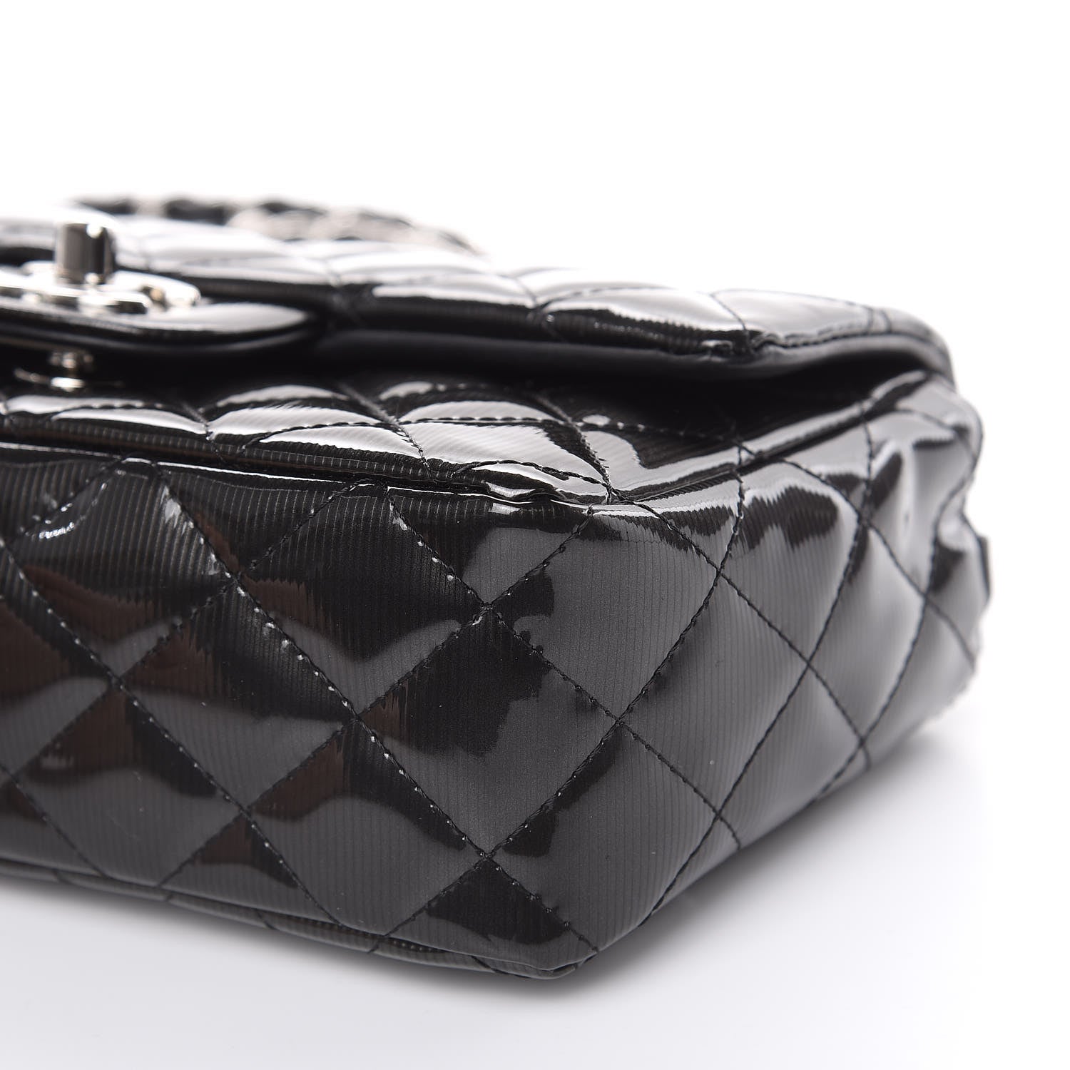 Chanel Striated Patent Quilted Mini Rectangular Flap Black 6 of 12