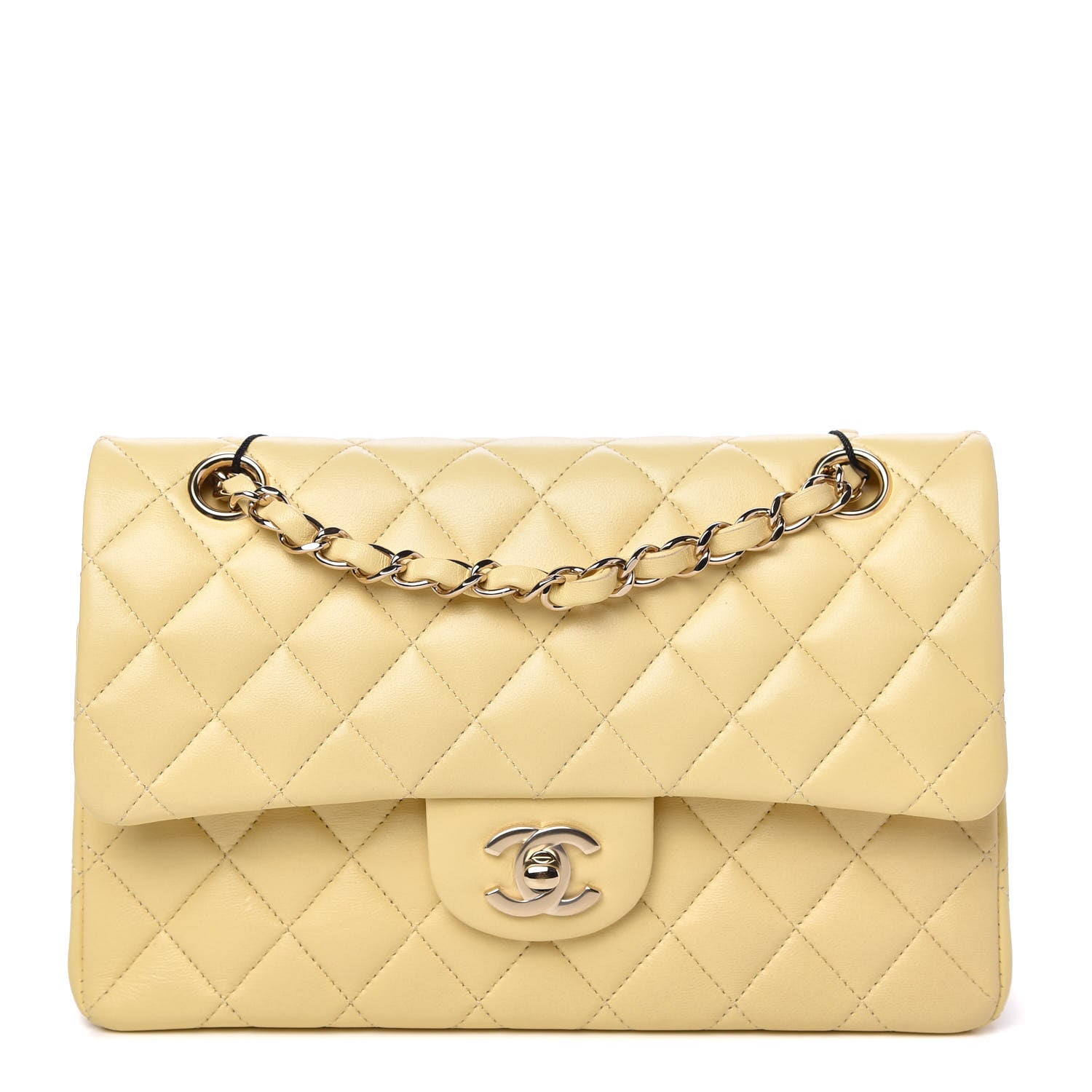 Chanel Lambskin Quilted Small Double Flap Yellow 1 of 10