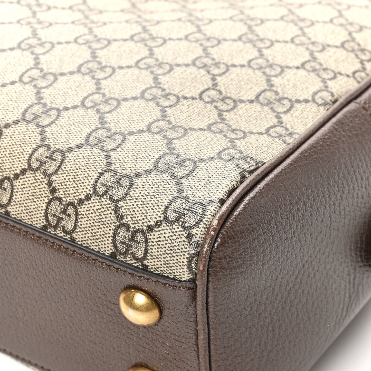 GG Supreme Monogram Textured Dollar Calfskin Web Medium Savoy Bowling Bag Beige Ebony New Acero