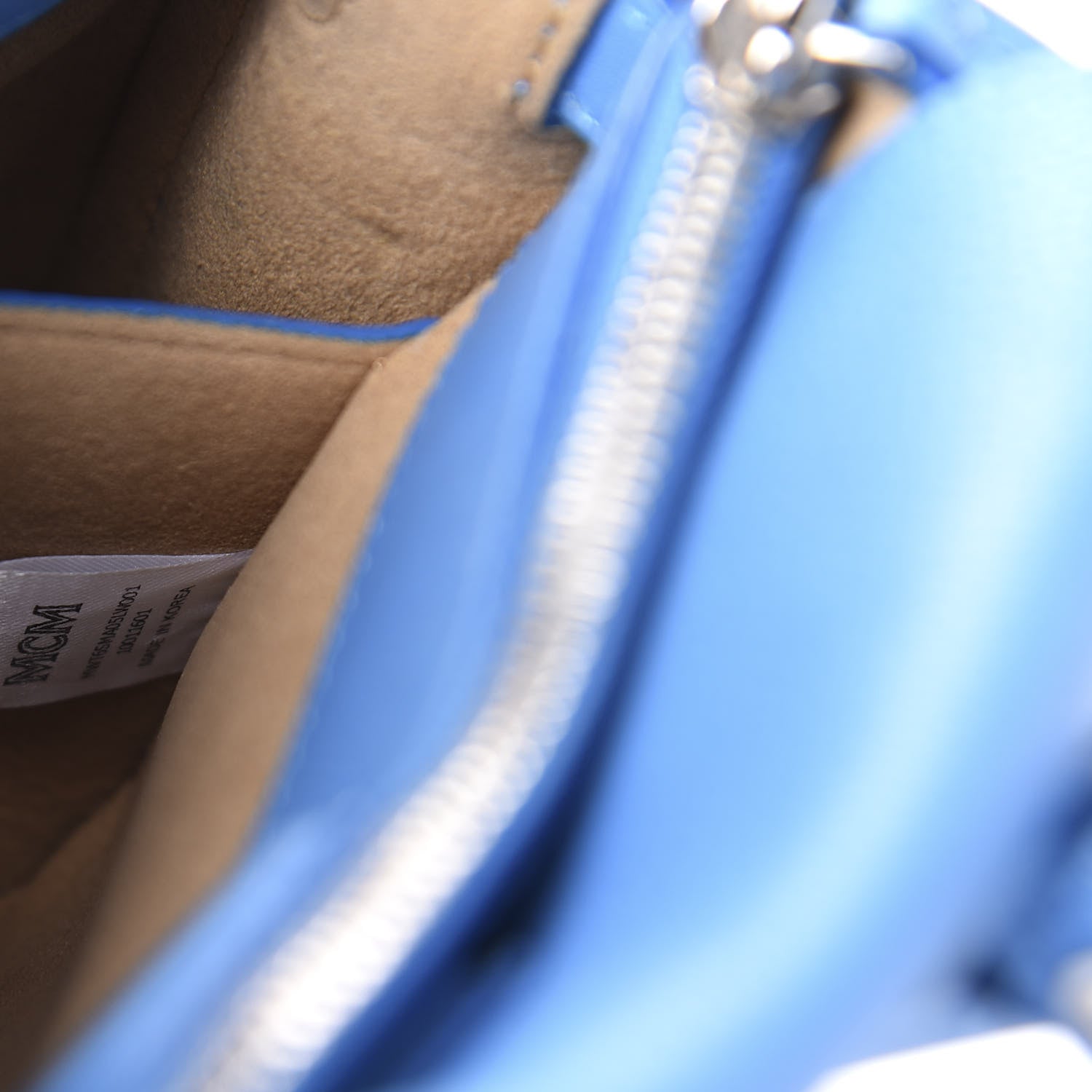 MCM Grained Calfskin Mini Milla Tote Mediterranean Blue 12 of 14