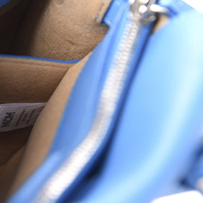 MCM Grained Calfskin Mini Milla Tote Mediterranean Blue 12 of 14