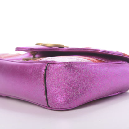 Gucci Metallic Calfskin Matelasse Mini GG Marmont Shoulder Bag Fuchsia 7 of 10