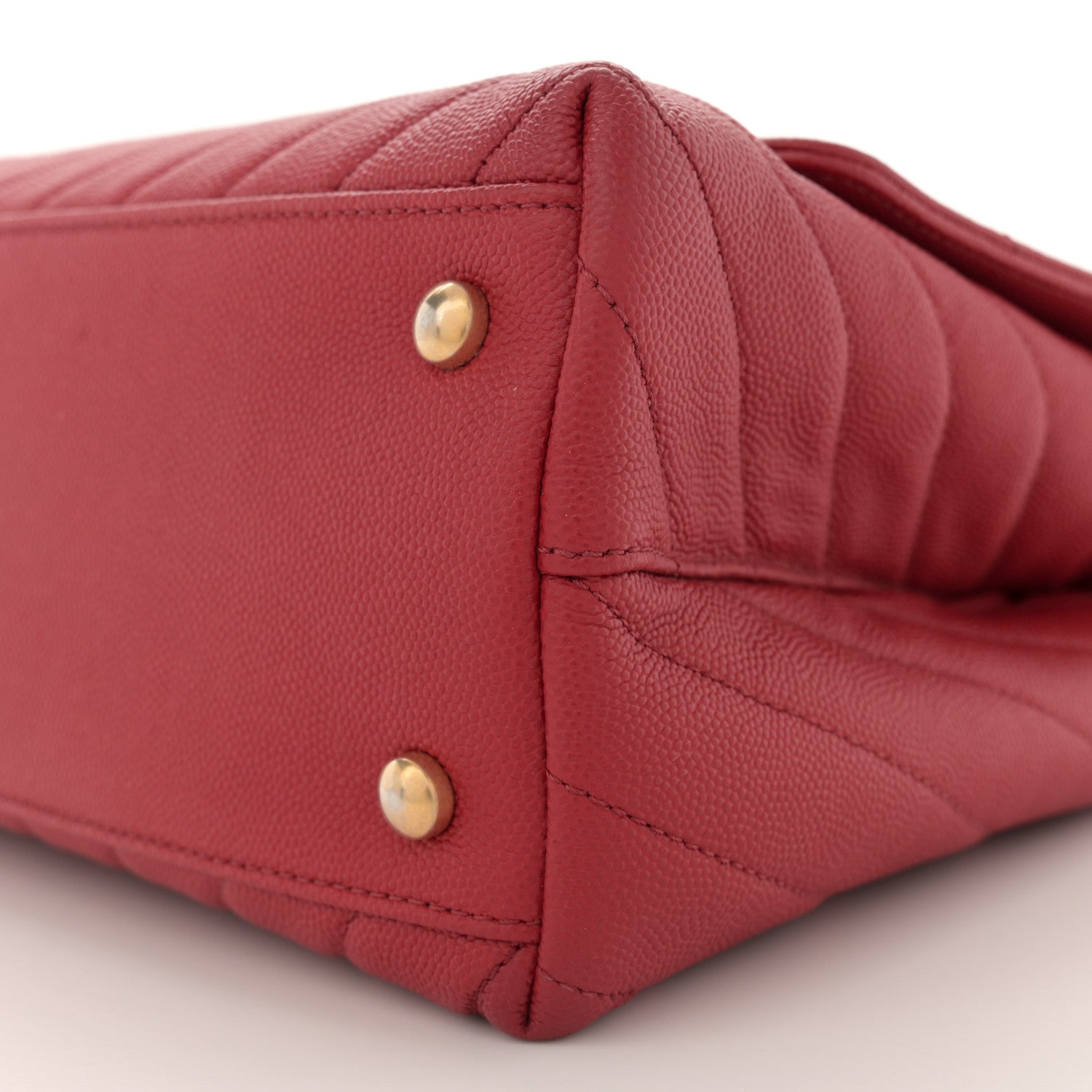 Chanel Caviar Chevron Quilted Small Coco Handle Flap Red 10 of 11