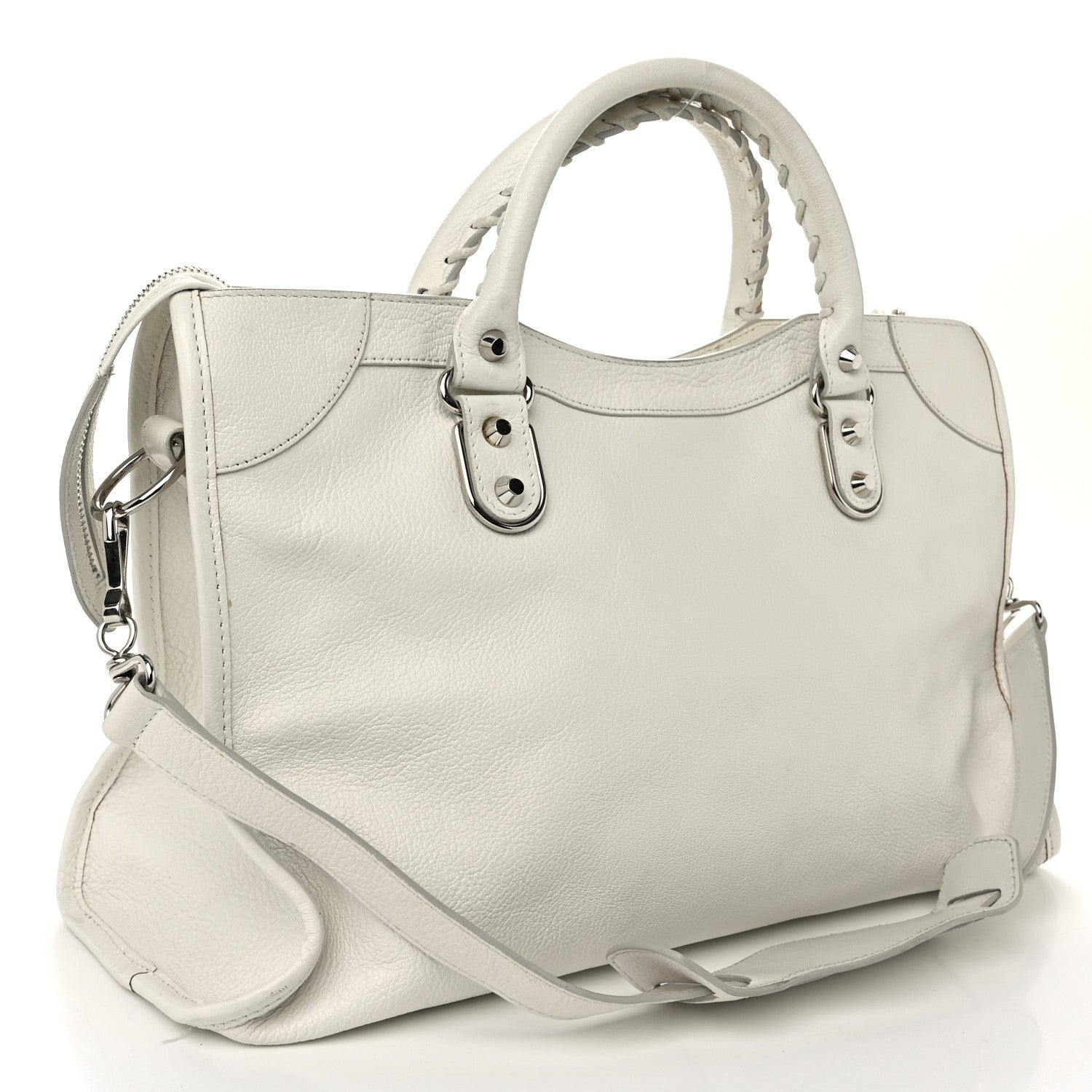Balenciaga Chevre Silver Metallic Edge Hardware City White 4 of 10