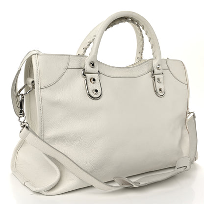 Balenciaga Chevre Silver Metallic Edge Hardware City White 4 of 10