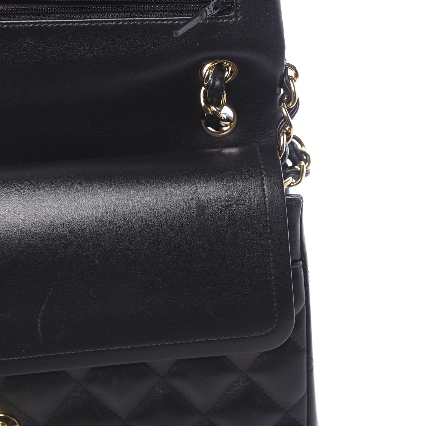 Lambskin Quilted Jumbo Double Flap Black