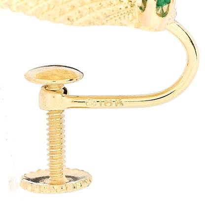 Tiffany 18K Yellow Gold Emerald Seashell Screw Back Earrings 5 of 6