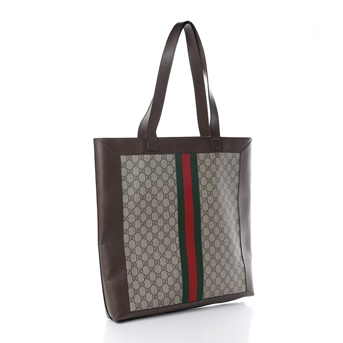 GG Supreme Monogram Web Large Ophidia Vertical Shopping Tote Brown