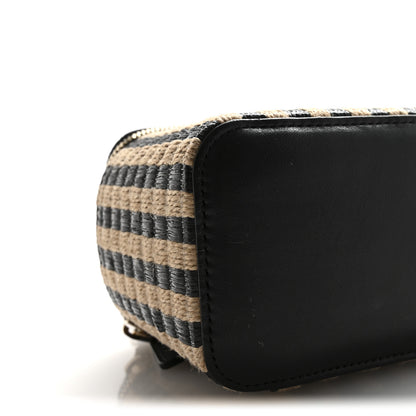 Chanel Raffia Jute Striped Small Vanity Case With Chain Black Beige 9 of 10