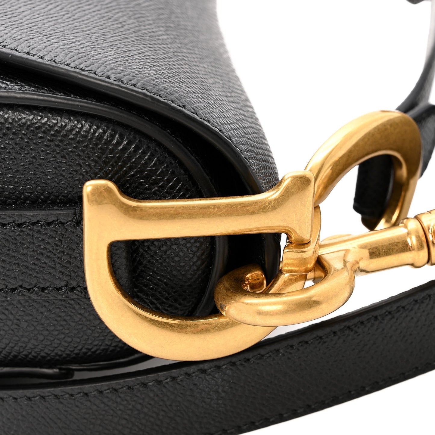 Grained Calfskin Saddle Bag With Strap Black