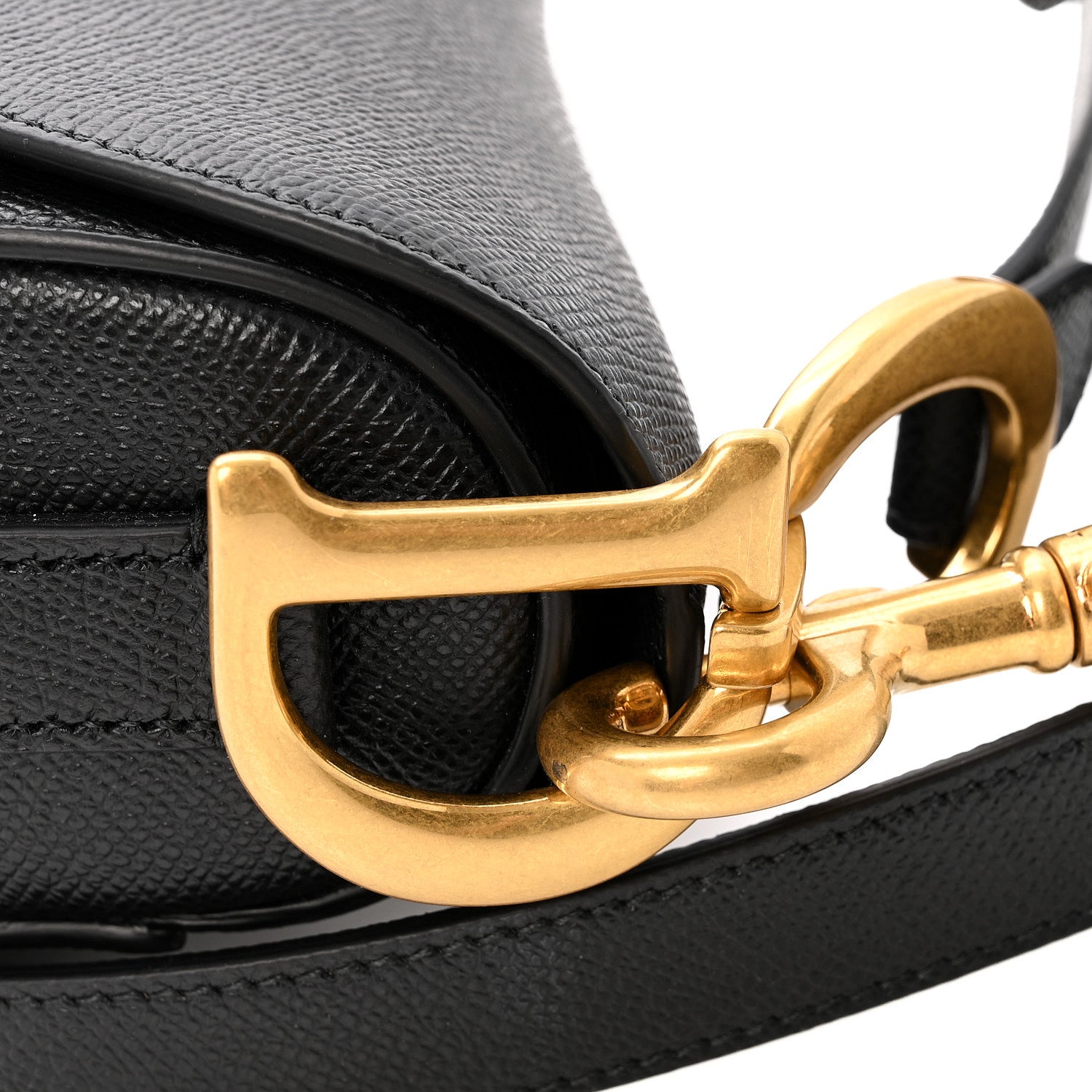 Christian Dior Grained Calfskin Saddle Bag With Strap Black 13 of 14