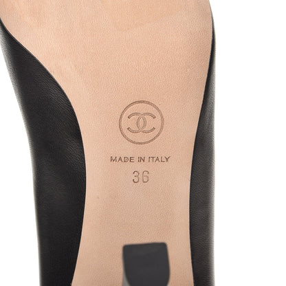 Chanel Lambskin Grosgrain Cap Toe Pearl Pumps 36 Black 7 of 9