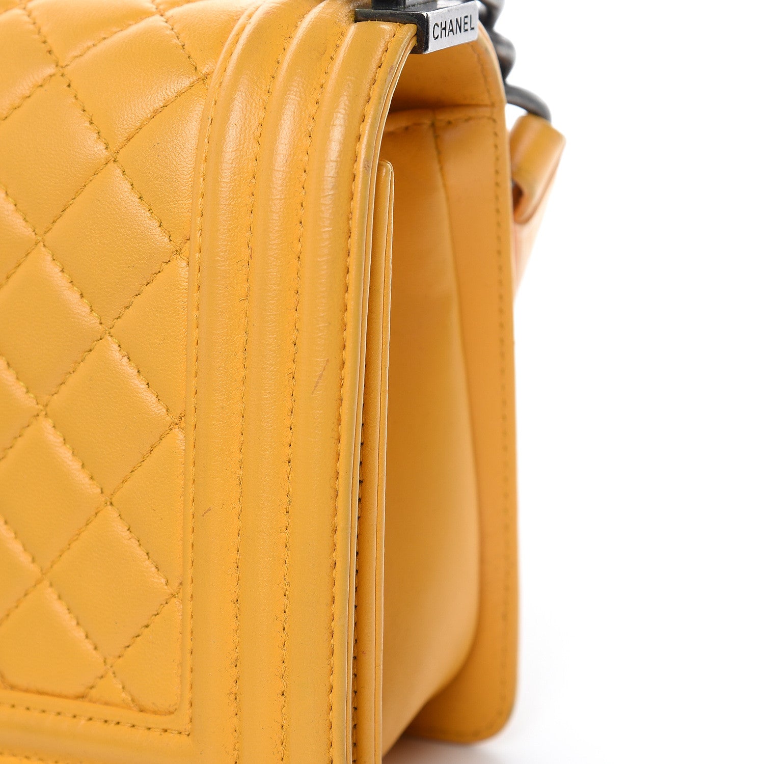 Chanel Lambskin Quilted Medium Boy Flap Yellow 12 of 22