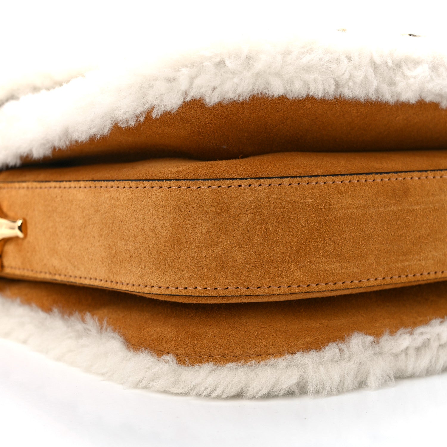 Gucci Suede Shearling Horsebit 1955 Shoulder Bag Brown 8 of 9