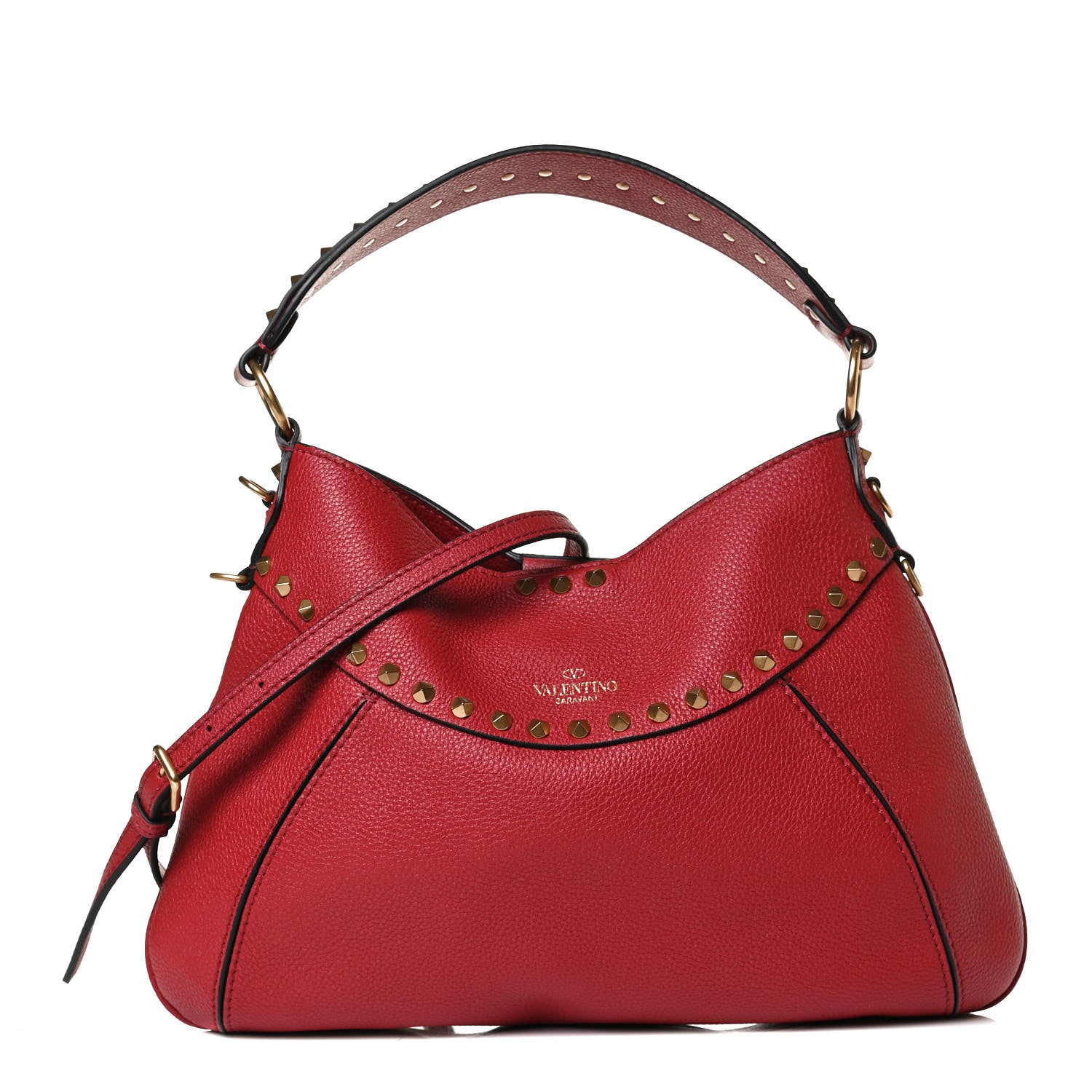 Valentino Garavani Grained Calfskin Medium Twinkle Studs Hobo Rosso Valentino 1 of 10
