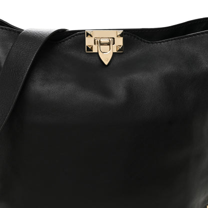Valentino Garavani Vitello Calfskin Small Rockstud Flip-Lock Messenger Bag Black 7 of 9