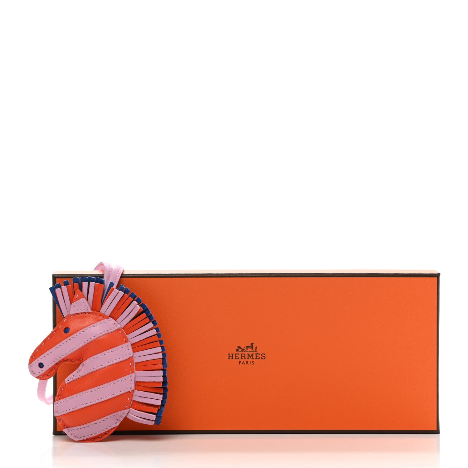 Hermes Milo Lambskin Geegee Savannah Bag Charm Orange Poppy Mauve Sylvestre Bleu de France 4 of 5