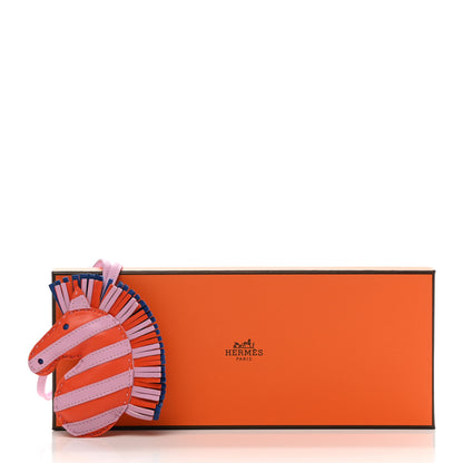 Hermes Milo Lambskin Geegee Savannah Bag Charm Orange Poppy Mauve Sylvestre Bleu de France 4 of 5