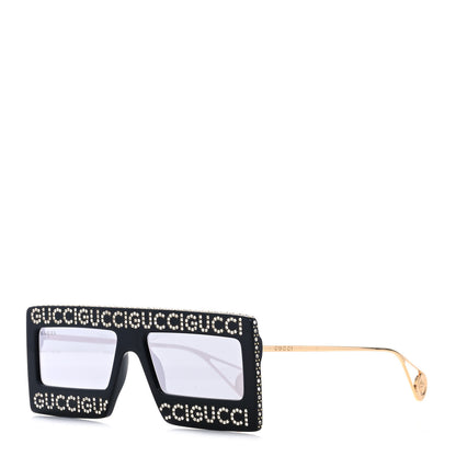 Gucci Acetate Crystal Mask-Frame Sunglasses GG0431S Black 1 of 8