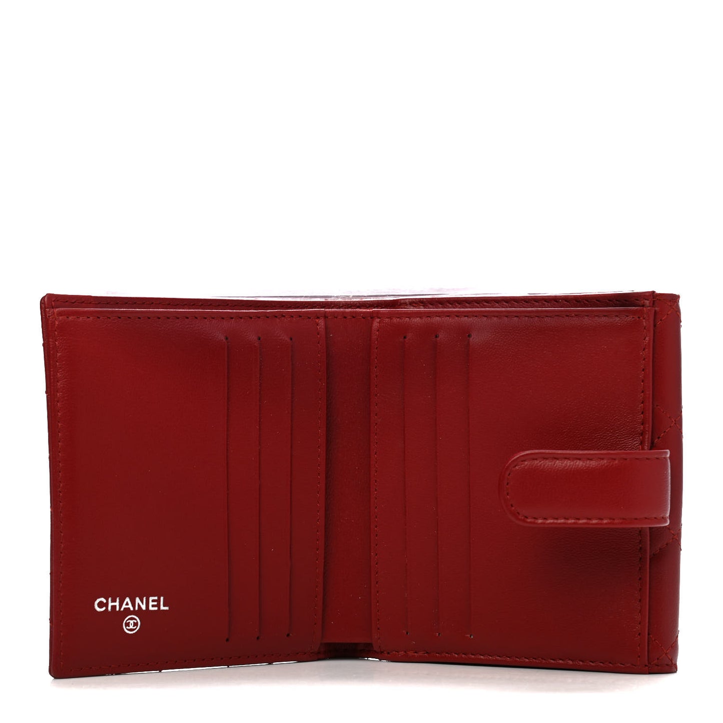 Lambskin Quilted Compact French Flap Wallet Red