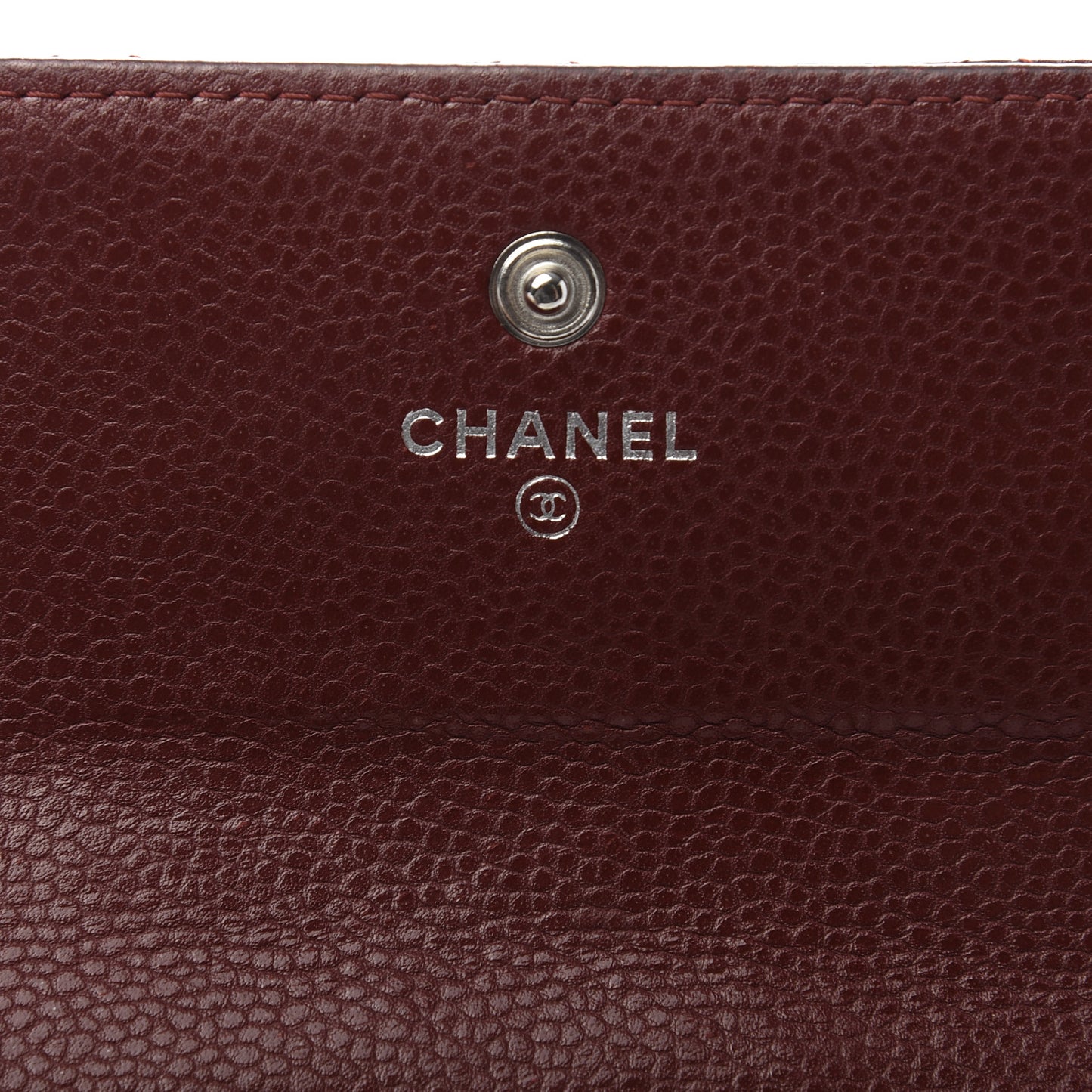 Caviar Quilted Large Gusset Flap Wallet Dark Red