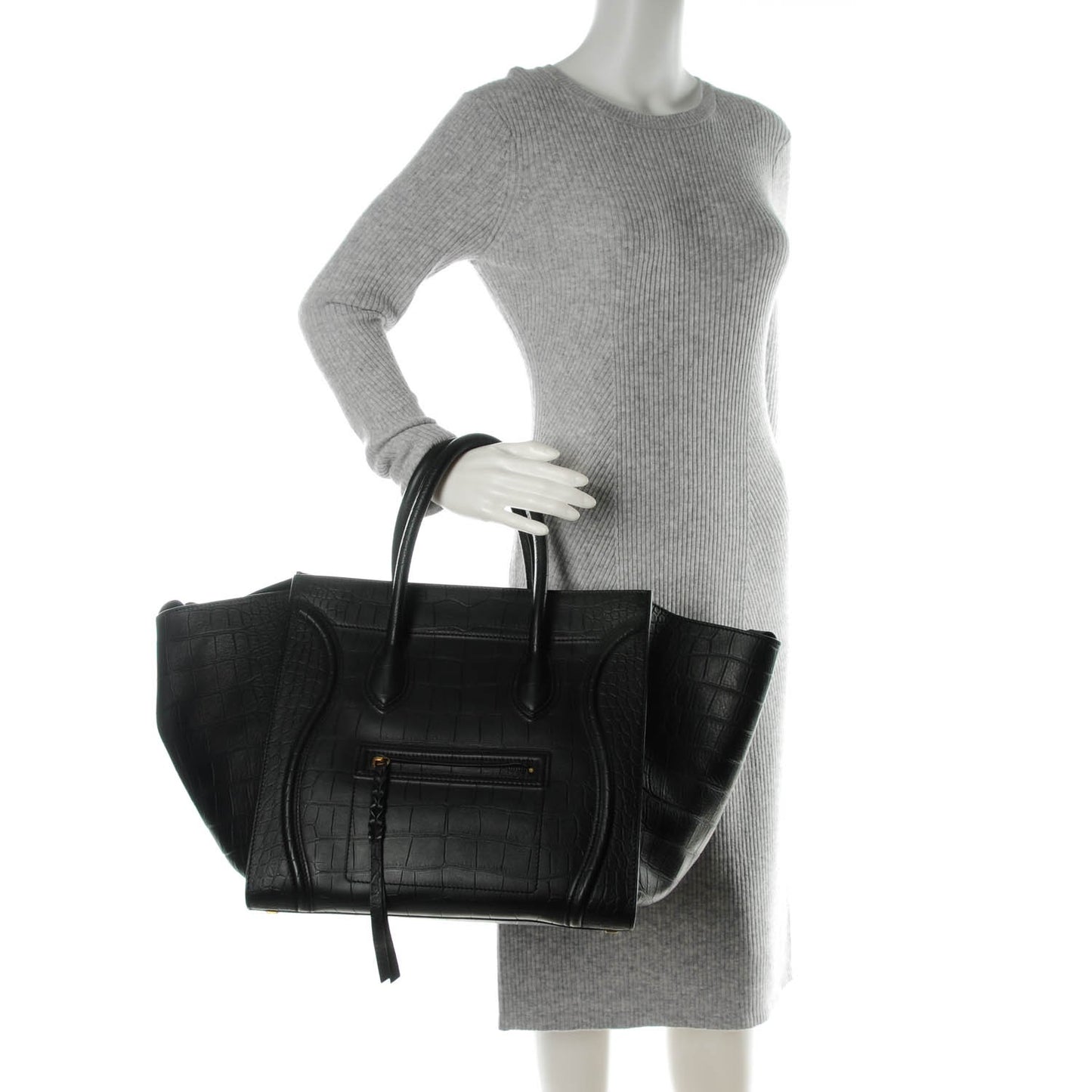 Crocodile Embossed Calfskin Luggage Phantom Luggage Black