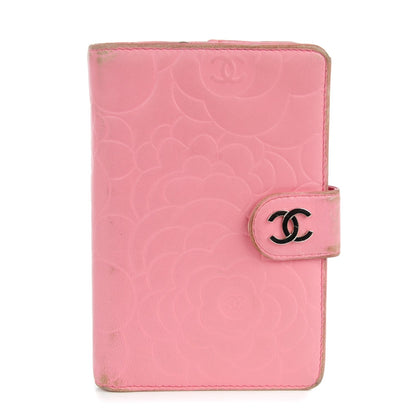 Chanel Lambskin Camellia Embossed Zipped Pocket Wallet Pink 1 of 17