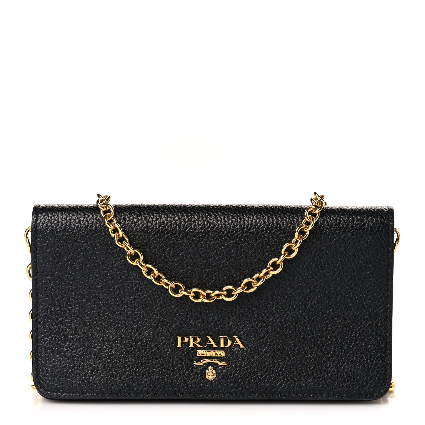 Vitello Daino Metal Chain Wallet Black