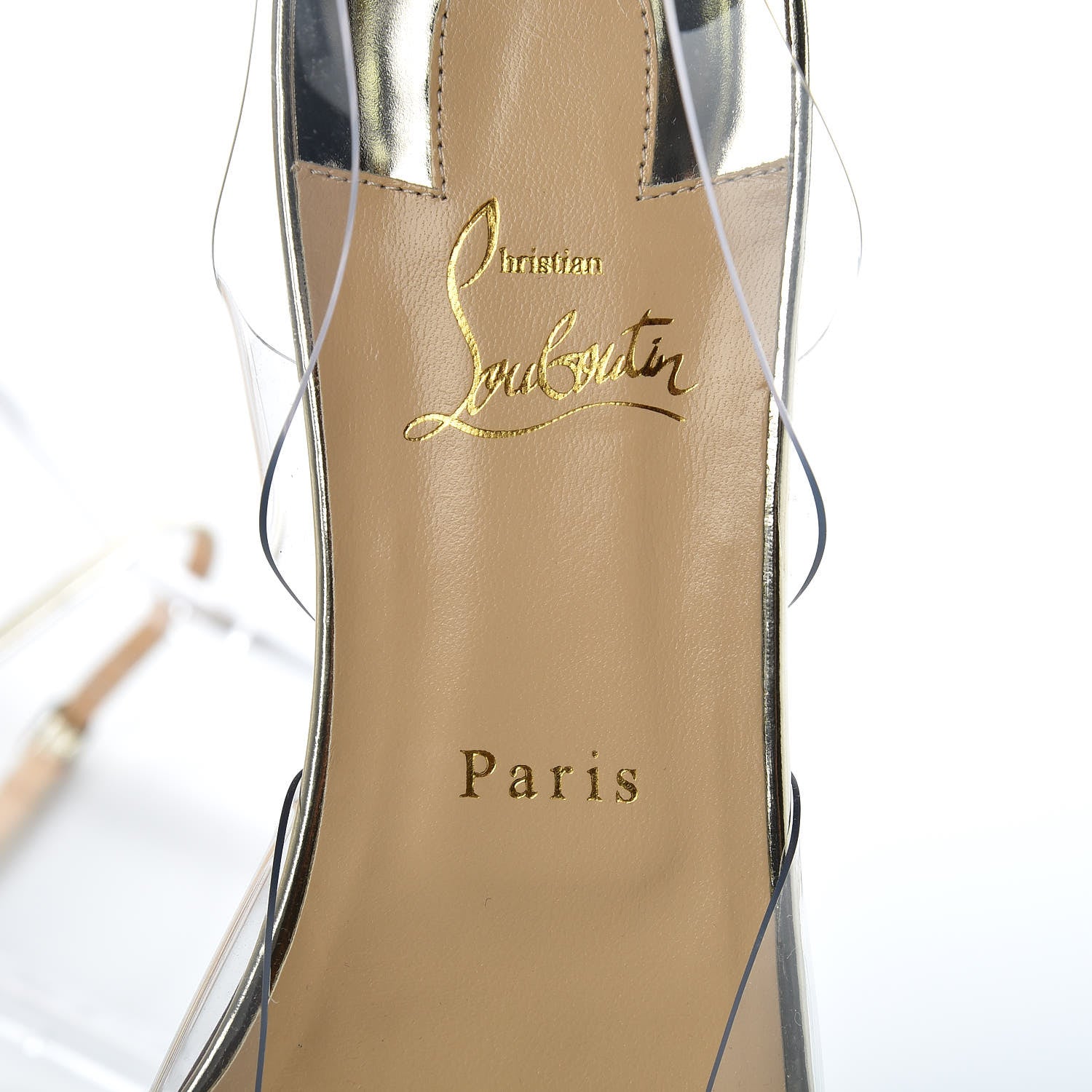 Christian Louboutin PVC Specchio Spikoo Flats 41.5 Light Gold 7 of 8