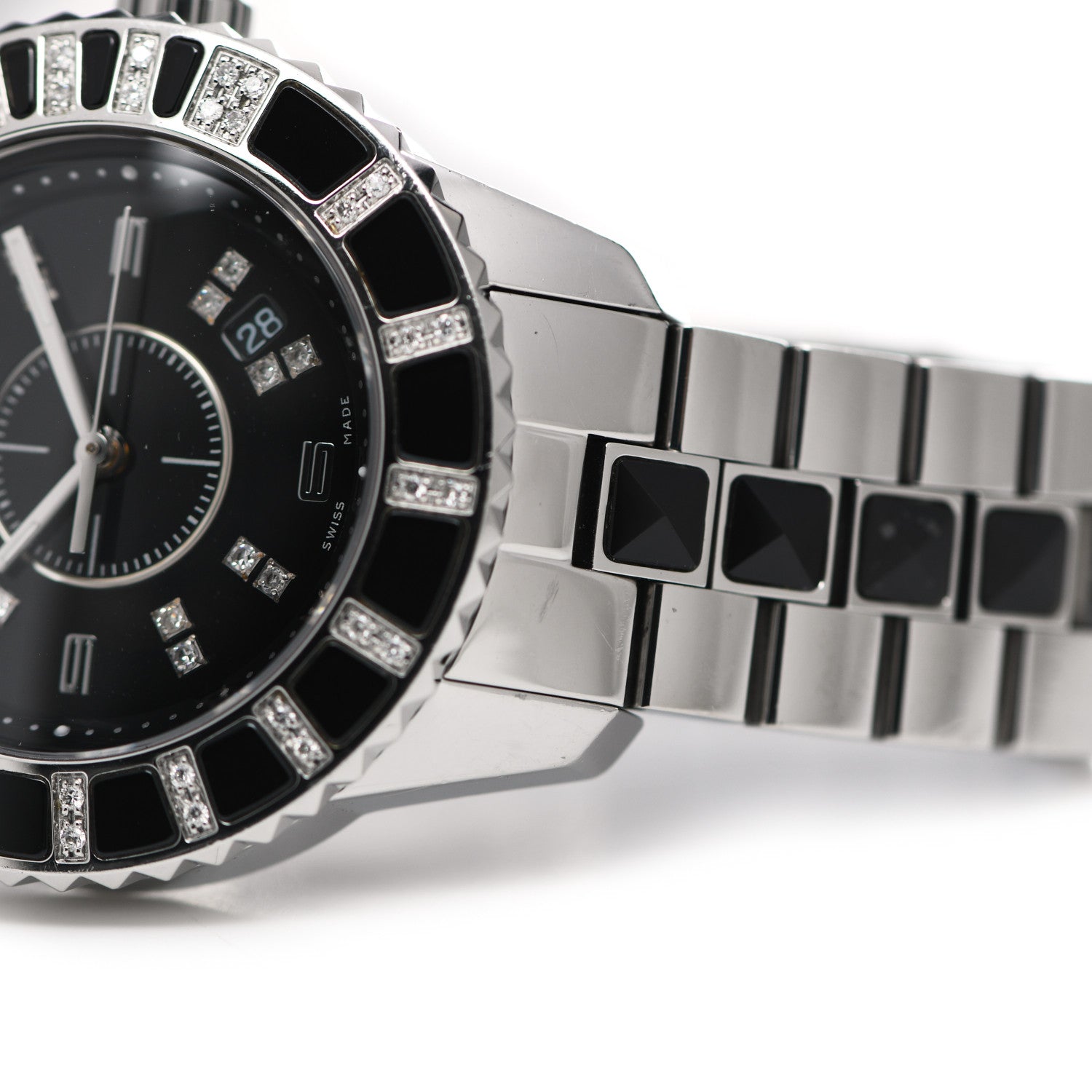 Christian Dior Stainless Steel Diamond Sapphire 33mm Christal Quartz Watch Black 5 of 6
